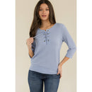 Perseption - LACE UP GROMMENT BANDED BOTTOM DOLMAN TOP
