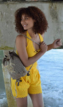 Earth Divas - Cotton Backpack With Embroidered Sea Turtle, Brown