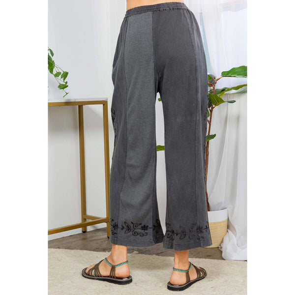 Young Threads - Hand Embroidered Mix-Matched Knit Fabric Ankle Length Pants