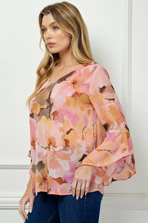Winslow Collection - RUFFLE SLEEVE V-NECK SWING TOP