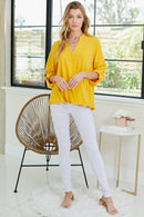 Shopin LA - SP4732T-24926- WOMEN SOLID WRAP CROSSOVER BLOUSE