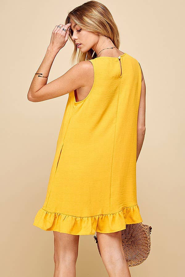 Shopin LA - SD21010-25038. WOMEN SOLID SLEEVELESS RUFFLED MIDI DRESS
