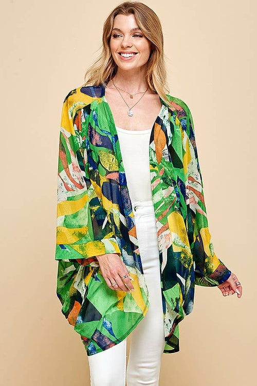 Shopin LA - SG21051P - PLUS SIZE DRAPPED MESH SUMMER MIDI KIMONO