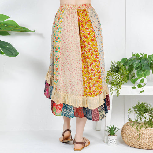 Young Threads - Bohoemian Mid-Length Skirt with Rayon Print (New Color) SK23162
