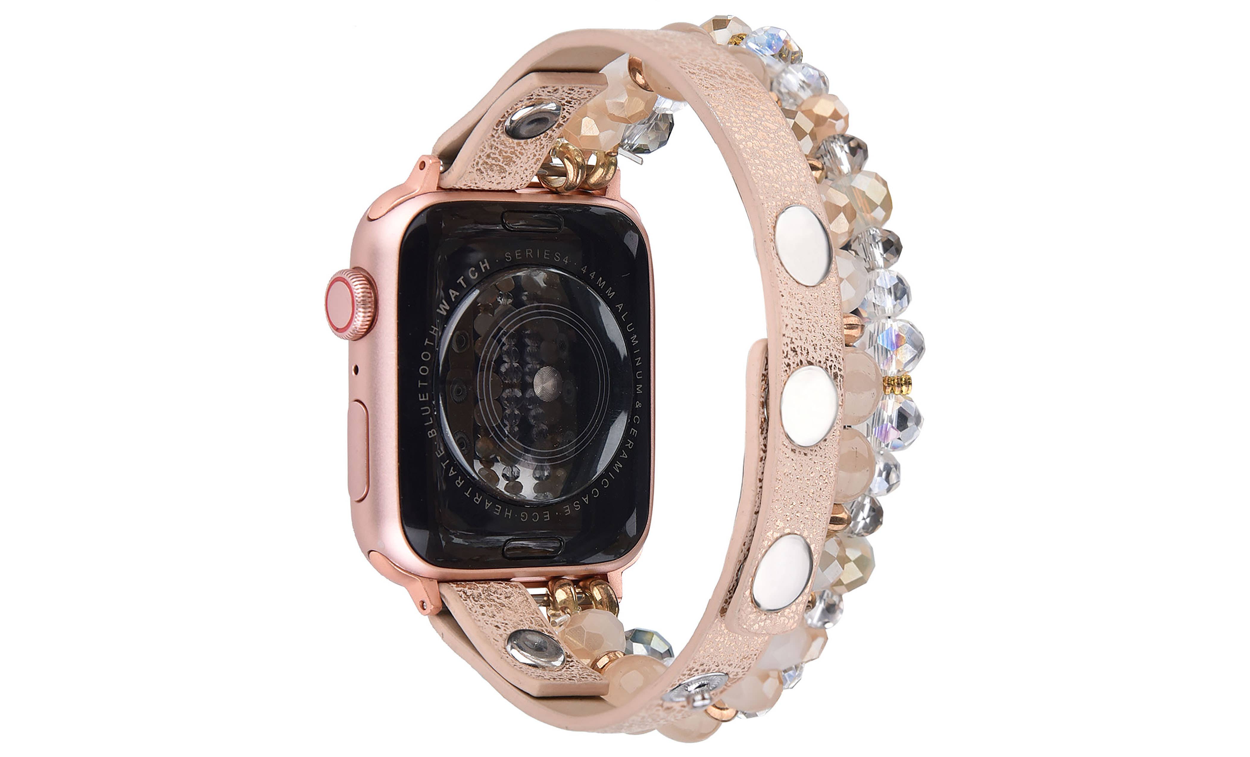 ShopTrendsNow - Leopard Calf Leather and Crystal Apple Watch Band