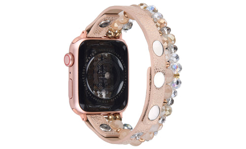ShopTrendsNow - Leopard Calf Leather and Crystal Apple Watch Band
