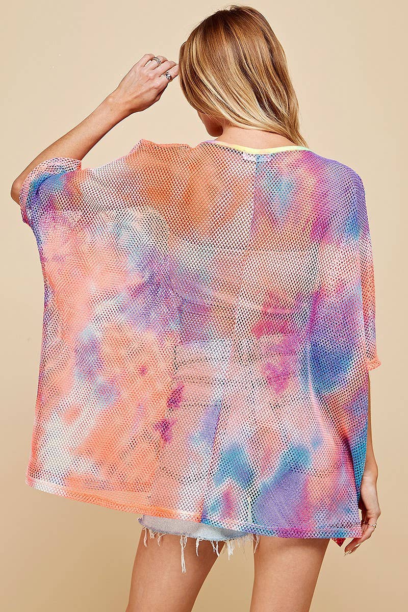 Shopin LA - SPT5118  WOMEN TIE DYE OVERSIZED MESH FISHNET TOP