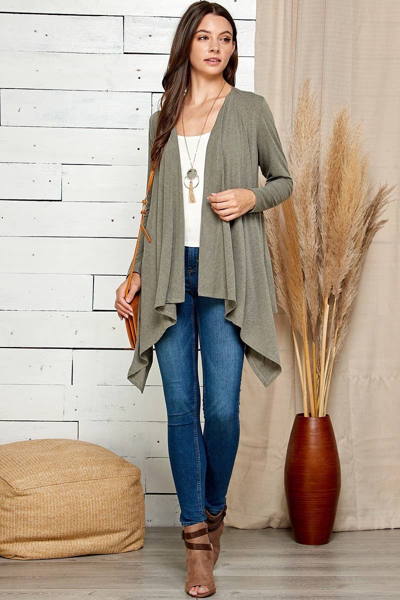 Shopin LA - SG21025. - WOMEN BASIC NATURAL AND SOFT DRAPE CARDIGAN
