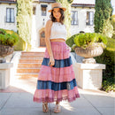 Young Threads - Women Long Tiered Western Skirt, Lined With Two Pockets