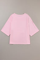 Moonlight Jade Colorblock Star Patched Half Sleeve Oversized Tee