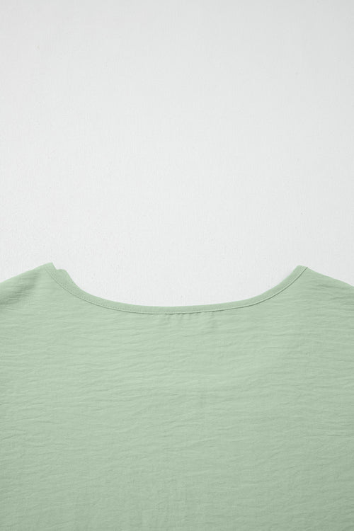 Clearly Aqua Plus Size Crew Neck Ruffle Sleeve Top