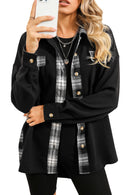 Apricot Plaid and Thermal Waffle Patchwork Shacket