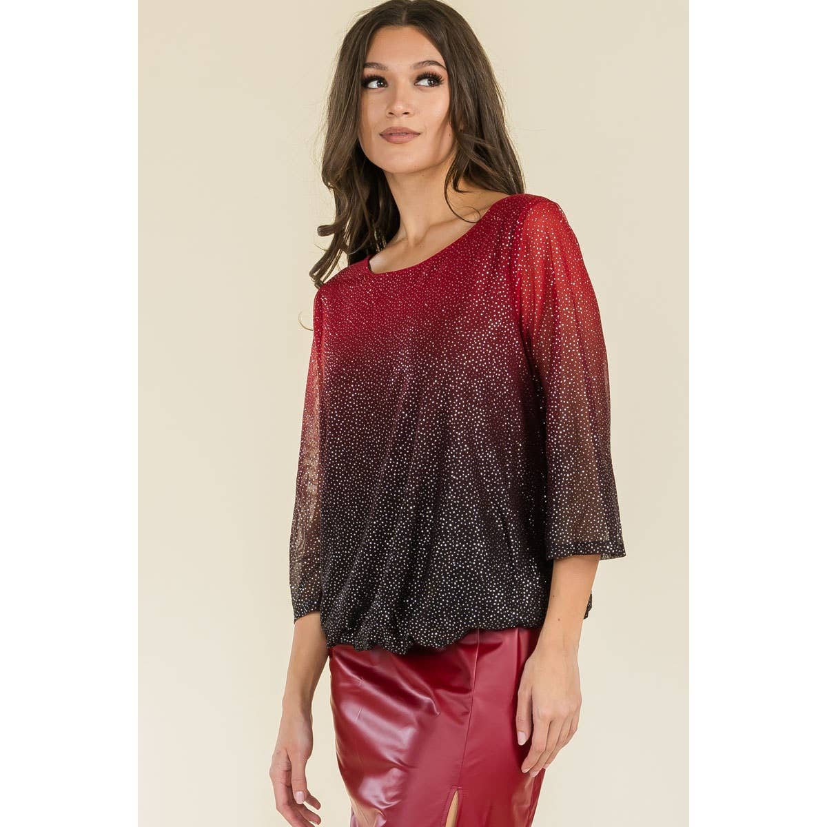 Perseption - ILLUSIONS GLITTER MESH MINI BOAT NECK BLOUSE