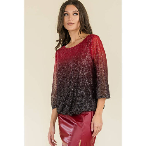 Perseption - ILLUSIONS GLITTER MESH MINI BOAT NECK BLOUSE