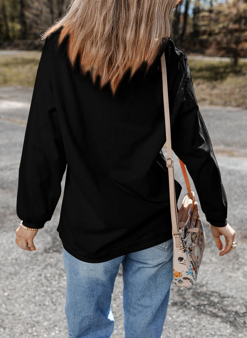 White Football Graphic Game Day Embroidered Corded Sweatshirt