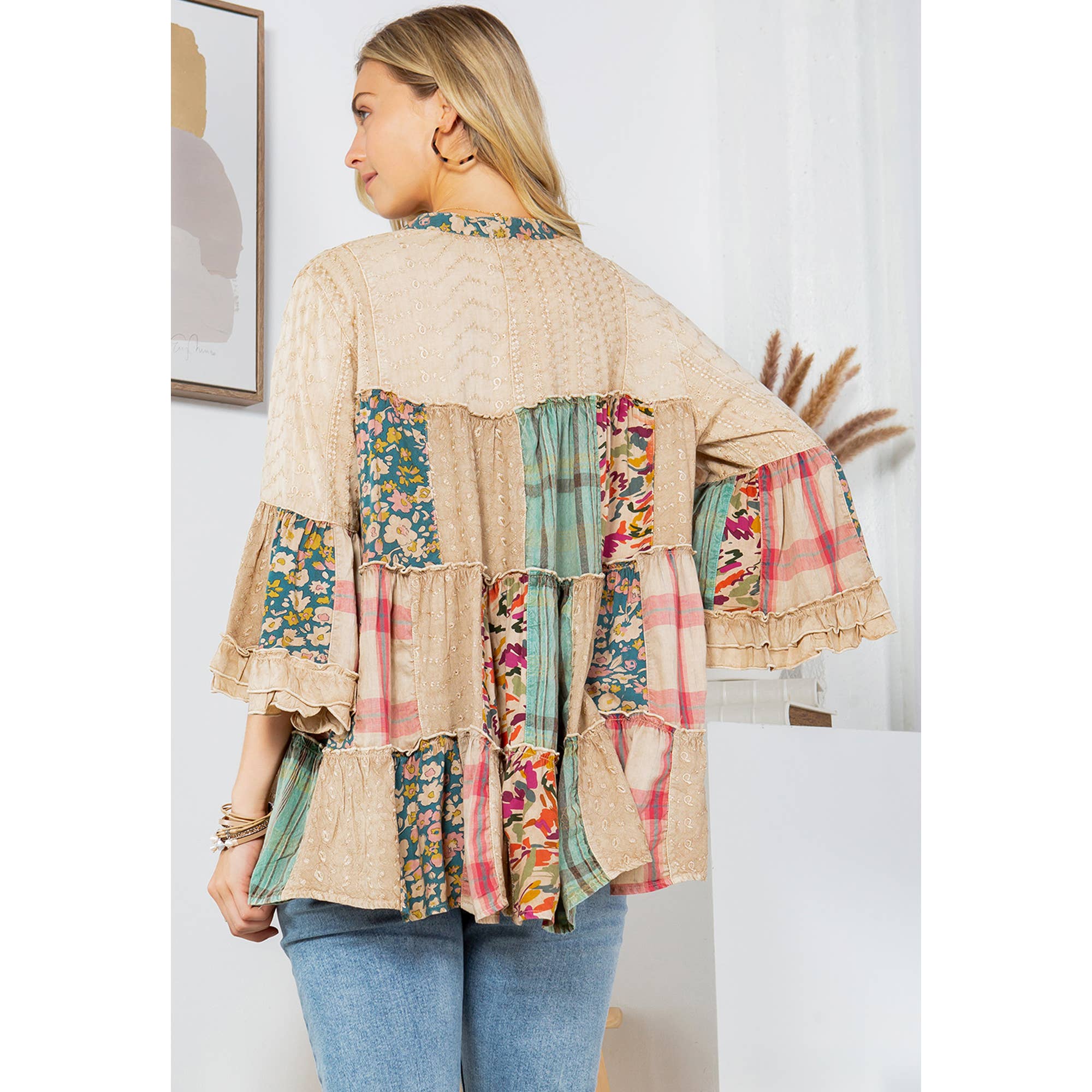 Young Threads - Artistic Fusion: Overdyed Jhabla Top With  Rayon Embroidery