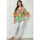 Winslow Collection - PLUS SIZE SHEER PRINTED PEASANT BLOUSE COU95L78X