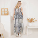 Young Threads - Boho Patchwork Set: Buttondown Top & Flared Pants