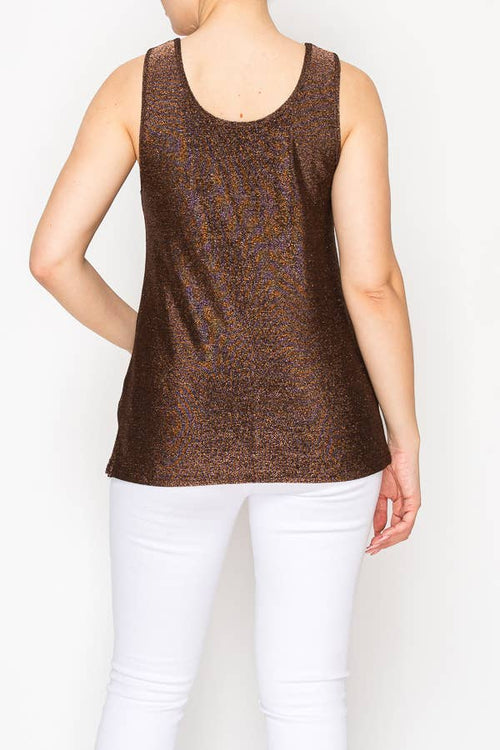 Origami Apparel ~  Lace and Crochet inspired - Shimmery Essential Sleeveless Lurex Tank - 4844COPPER