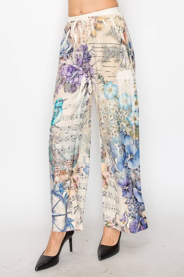 Origami Apparel ~  Lace and Crochet inspired - OLS-4703BG-BIRD FLORAL