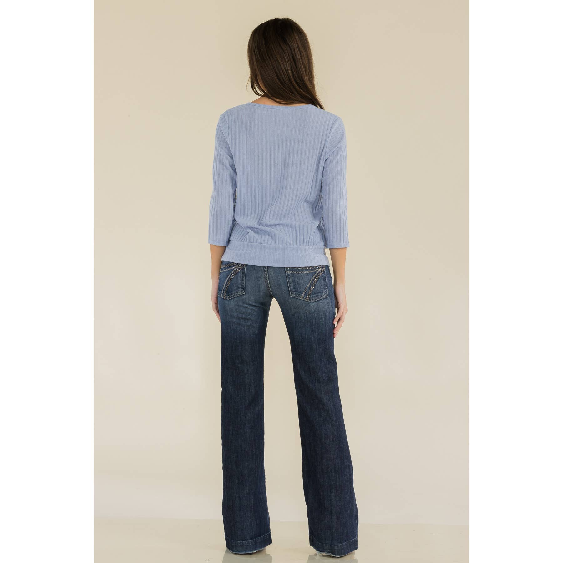 Perseption - LACE UP GROMMENT BANDED BOTTOM DOLMAN TOP