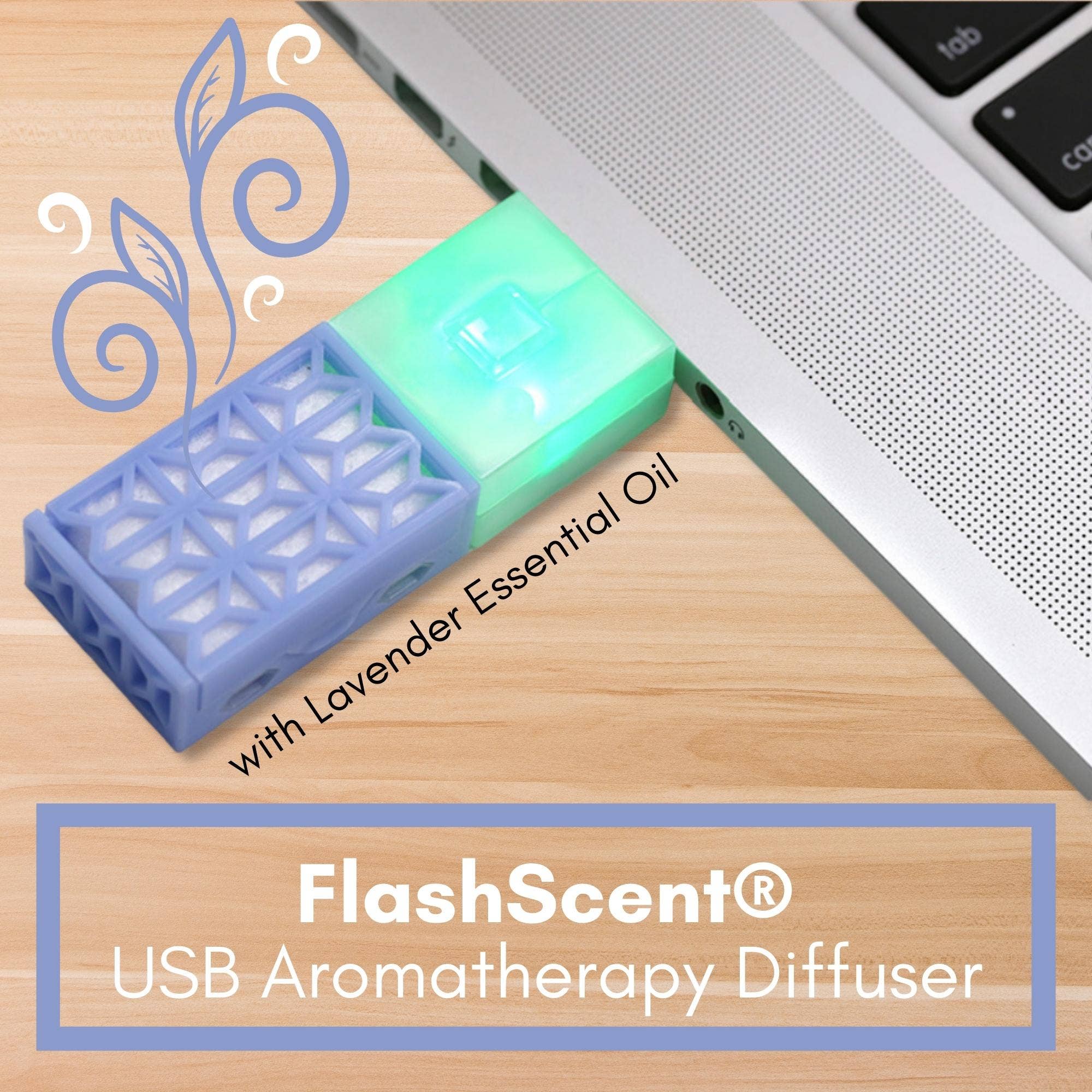 Belle Aroma® - FlashScent® USB Diffuser - Blue, Lavender Essential Oil