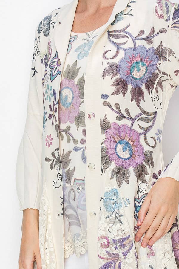 Origami Apparel ~  Lace and Crochet inspired - OLS-4779BG EMBO FL