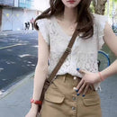 Hope & Sunshine - Crochet Lace-Up Open Knit Cardigan