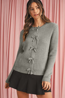 Fiery Red Sweet Bow Front Knit Cardigan