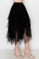 Origami Apparel ~  Lace and Crochet inspired - OLS-4546 Black Layered Skirt