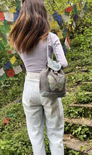 Earth Divas - Cotton Backpack With Embroidered Butterfly, Blue