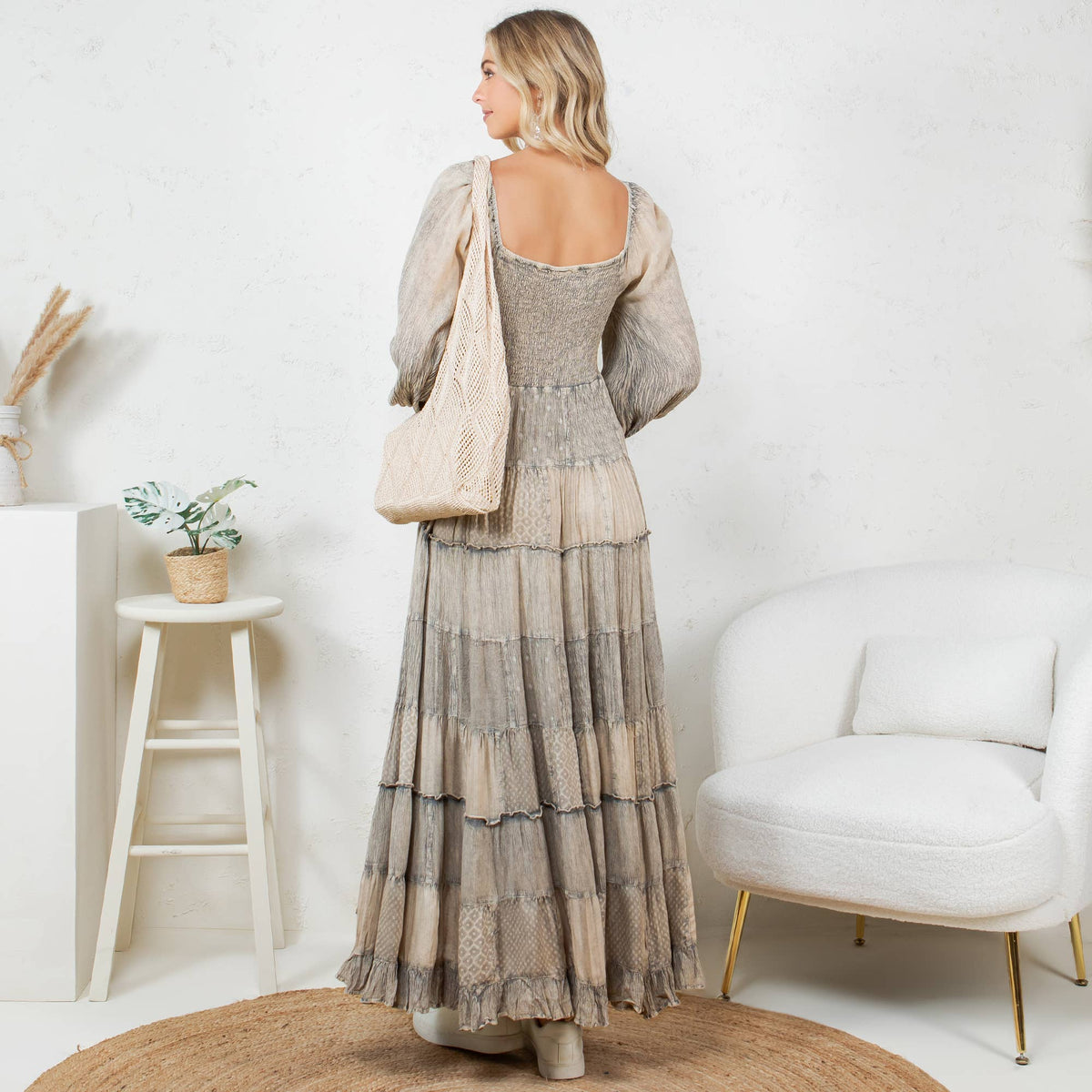 Rustic Maxi Young Threads - Rustic Bohemian: Smocked Patchwork Maxi Dress - New ...