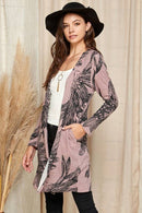 Shopin LA - SG21021-2087 - WOMEN FLORAL PRINT SOFT POCKET CARDIGAN