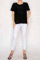 Origami Apparel ~  Lace and Crochet inspired - SUBTLY SPARKLY LUREX FABRIC SHORT SLEEVE TUNIC TOPOLS-4874BK