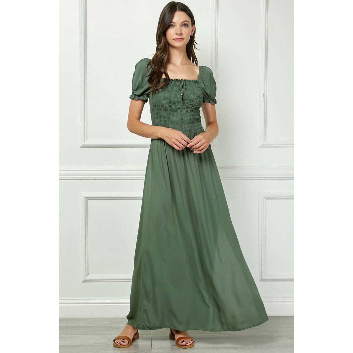 Winslow Collection - SMOCKED TOP MAXI BOHO DRESS BP433861MI