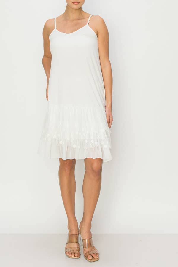 Origami Apparel ~  Lace and Crochet inspired - OLS-4672 IVORY SLIP DRESS OR EXTENDER