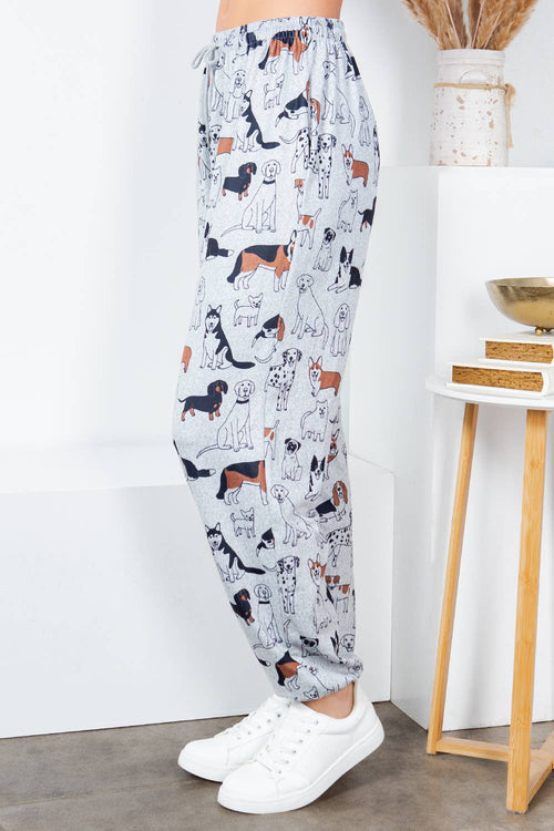 LA Soul - Variety Of  Dog Print Jogger Pant