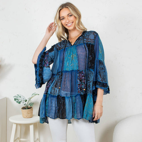 Young Threads - Chic Overdyed Band Collar Jhabla Top (New Color)