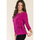 Perseption - RHINESTONE GROMMENT NECK SIDE TIE FASHION TOP