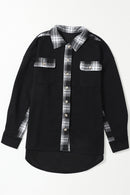 Apricot Plaid and Thermal Waffle Patchwork Shacket