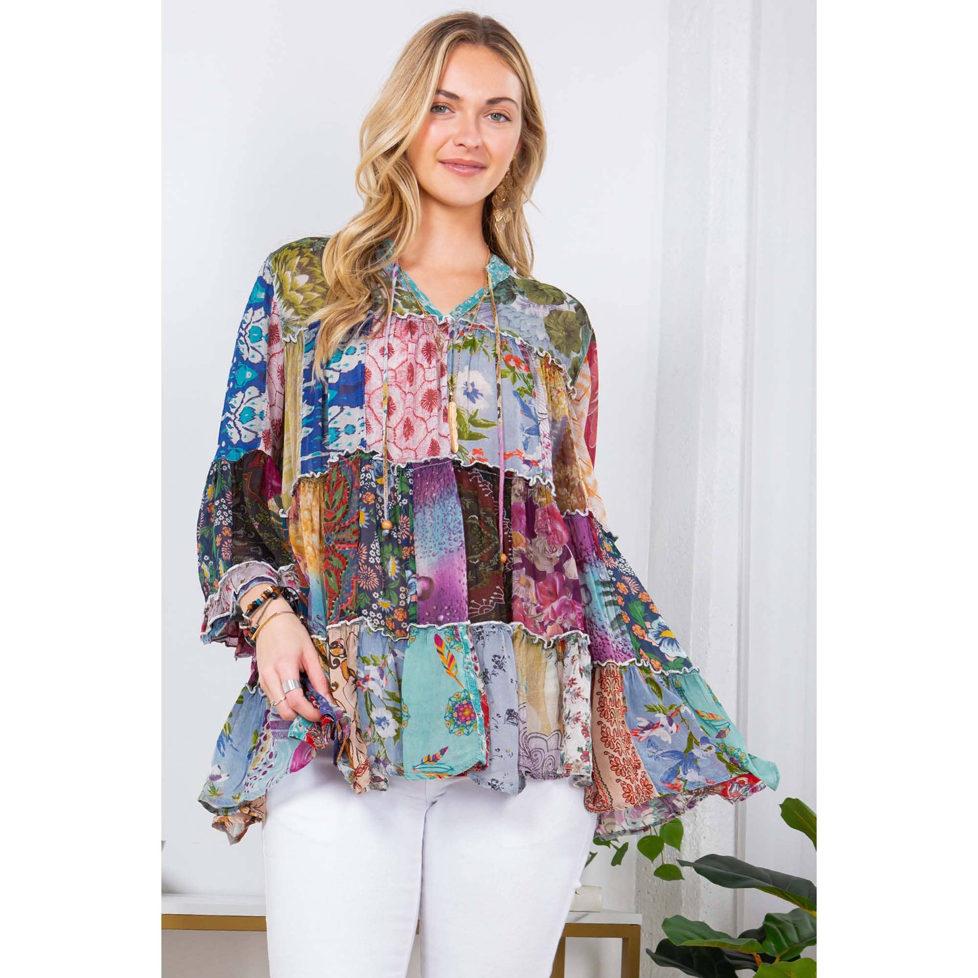 Young Threads - Chic Overdyed Band Collar Jhabla Top (New Color)