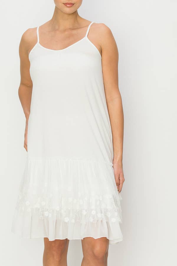 Origami Apparel ~  Lace and Crochet inspired - OLS-4672 IVORY SLIP DRESS OR EXTENDER