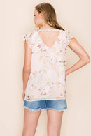 Shopin LA - SP2919T-0619 - WOMEN FLORAL PRINT RUFFLE BLOUSE