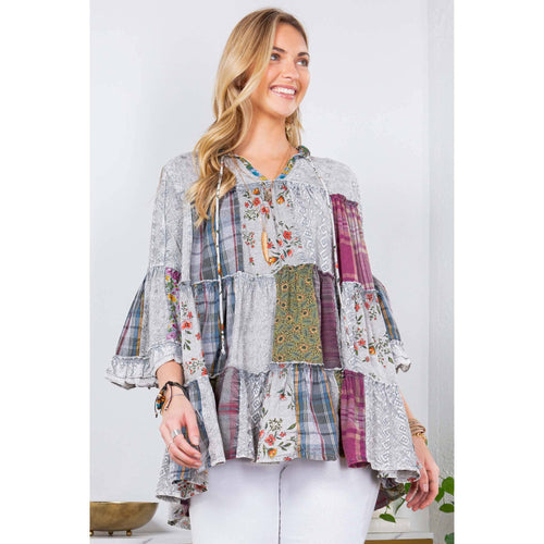 Young Threads - Artistic Fusion: Overdyed Jhabla Top With  Rayon Embroidery