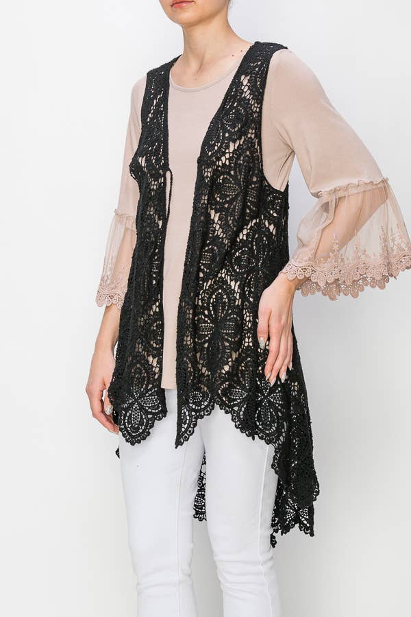 Origami Apparel ~  Lace and Crochet inspired - OLS-4665 BK