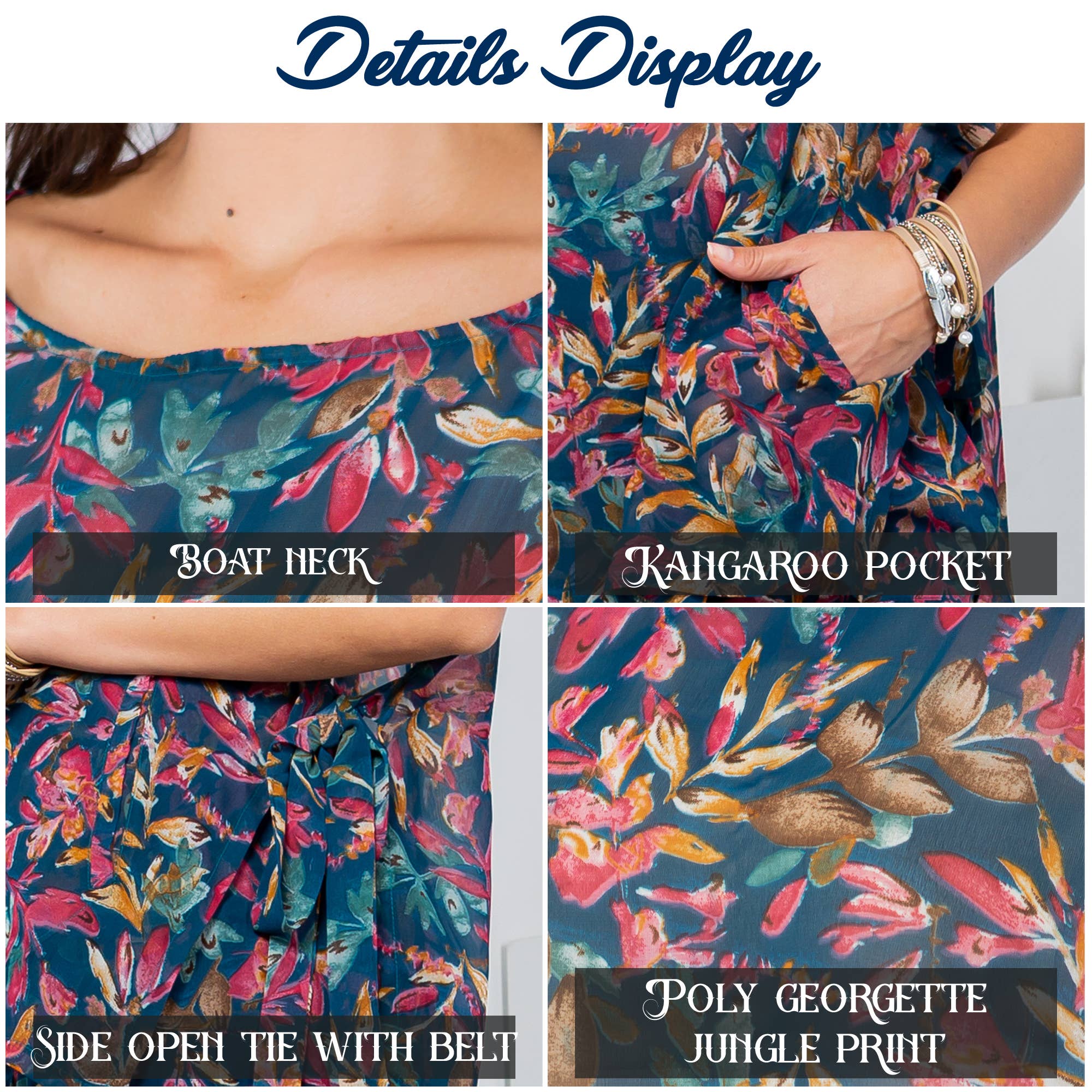 YOUNG THREADS - Jungle Serenade: Side-Open Poncho Shrug with Tie Detail