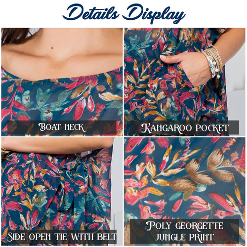 YOUNG THREADS - Jungle Serenade: Side-Open Poncho Shrug with Tie Detail