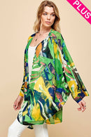 Shopin LA - SG21051P - PLUS SIZE DRAPPED MESH SUMMER MIDI KIMONO