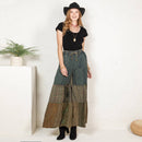 Young Threads - Boho chic Tiered Patch Inserted Denim &Knit Pants(New Color)