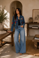Adore - 2603 Embroidered Floral Denim Jacket